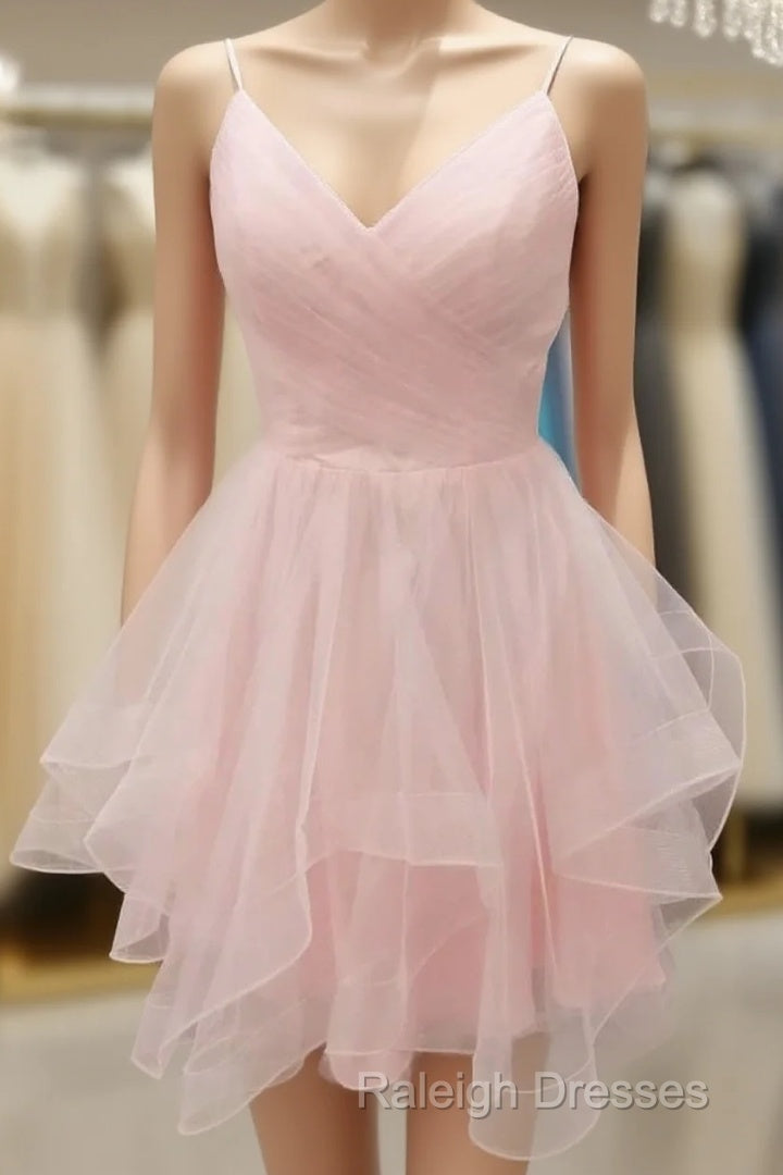 Homecoming Dress Simple Pink Tulle Short Pink Cocktail Dress Main image