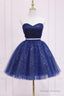 Homecoming Dresses With Belt Sparkly Blue Prom Dresses