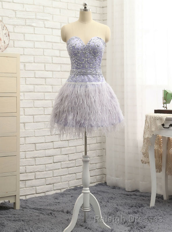 Homecoming Dresses A Line Sweetheart Short Mini Feather