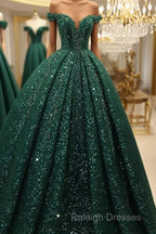 Hot Appliques Ball Gown  Dark Green Wedding Dress Sequin Quinceanera Dress