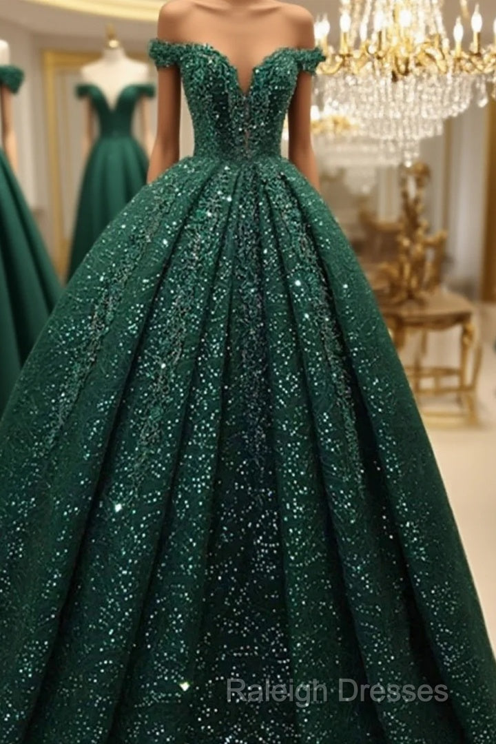 Hot Appliques Ball Gown  Dark Green Wedding Dress Sequin Quinceanera Dress