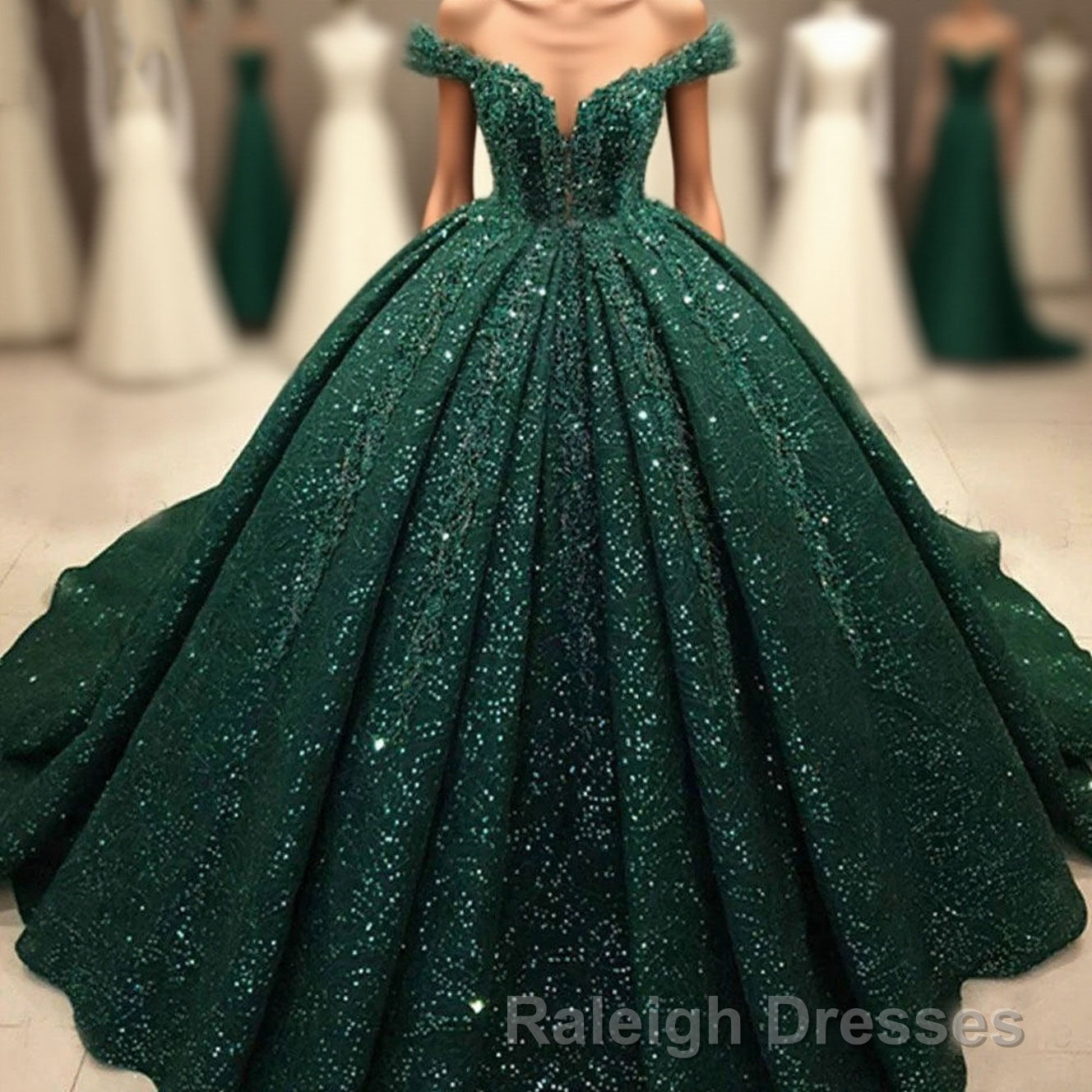 Hot Appliques Ball Gown Dark Green Wedding Dress Sequin Quinceanera Dresses Main image
