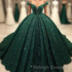 Hot Appliques Ball Gown Dark Green Wedding Dress Sequin Quinceanera Dresses
