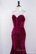 Hot Fuchsia Sequin Mermaid Prom Dress Sweetheart