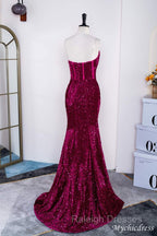Hot Fuchsia Sequin Mermaid Prom Evening Dresses Sweetheart
