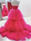 Hot Pink High Low Prom Dresses, Hot Pink High Low Formal Prom Dresses