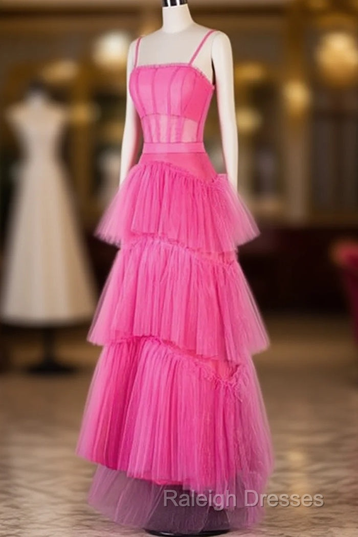 Hot Pink High Low Prom Dresses, Hot Pink High Low Formal Graduation Dresses