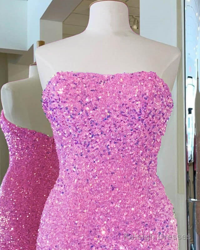Hot Pink Iridescent Sequin Mini Bodycon Dress Secondary image