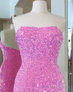 Hot Pink Iridescent Sequin Mini Bodycon Dress