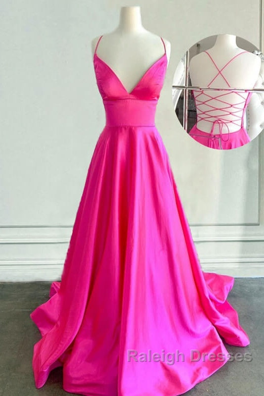 Hot Pink Satin Open Back Dress Secondary image