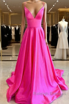 Hot Pink Satin Open Back Dress