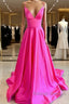 Hot Pink Satin Open Back Dress