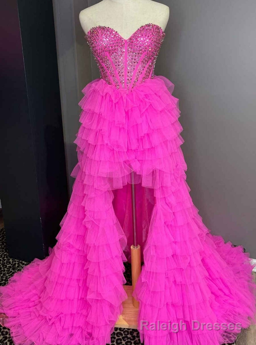 Hot Pink Tulle  Beading Prom Dress Main image