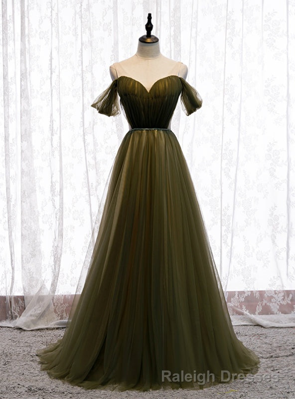 Hot Sale Dark Green Tulle V-neck Pleats Prom Dress