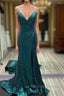 Hot Sequin Emerald Green Prom Dresses Backless Long Evening Dress