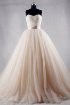 Hot Strapless Tulle Ball Gown Wedding Dresses Lace Up Back