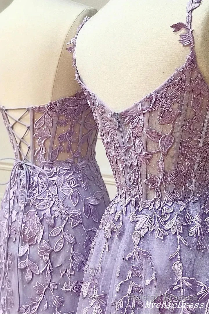 Hot Violet Purple Lace Prom Dress Long Cheap Uk Prom Dresses