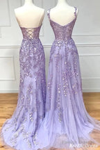 Hot  Violet Purple Lace Long Prom Dresses Cheap Uk Evening Dress