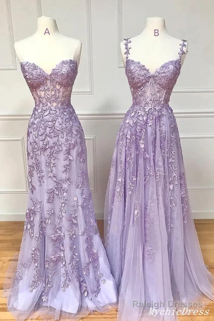 Hot  Violet Purple Lace Long Prom Dresses Cheap Uk Evening Dress Main image