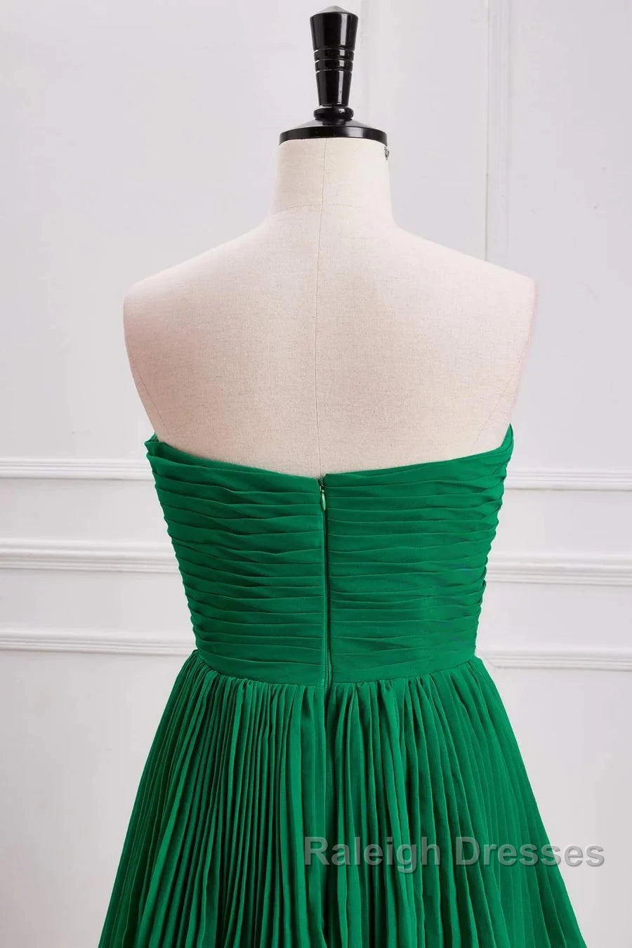 Hunter Green A-Line Chiffon Strapless Layers Long Prom Dress Formal Evening Dress