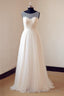 Illusion Neckline Lace Appliques Ivory Tulle Beach Wedding Dress