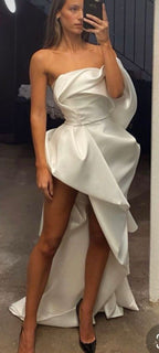 Irregular Satin Wedding Dresses Prom Dresses Prom Gowns Prom Dresses