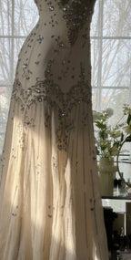 Ivory A-Line Straps Beaded Chiffon Prom Dresses Long Graduation Prom Dresses