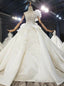 Ivory Ball Gown Satin One Shoulder Beading Sequins Wedding Dress