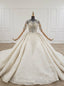 Ivory Ball Gown Tulle Sequins Short Sleeve Backless Beading Wedding Dress