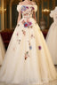 Ivory Ball Gown With Flowers Sweetheart Formal Dress, Lovely Sweet 16 Dresses Party Dress