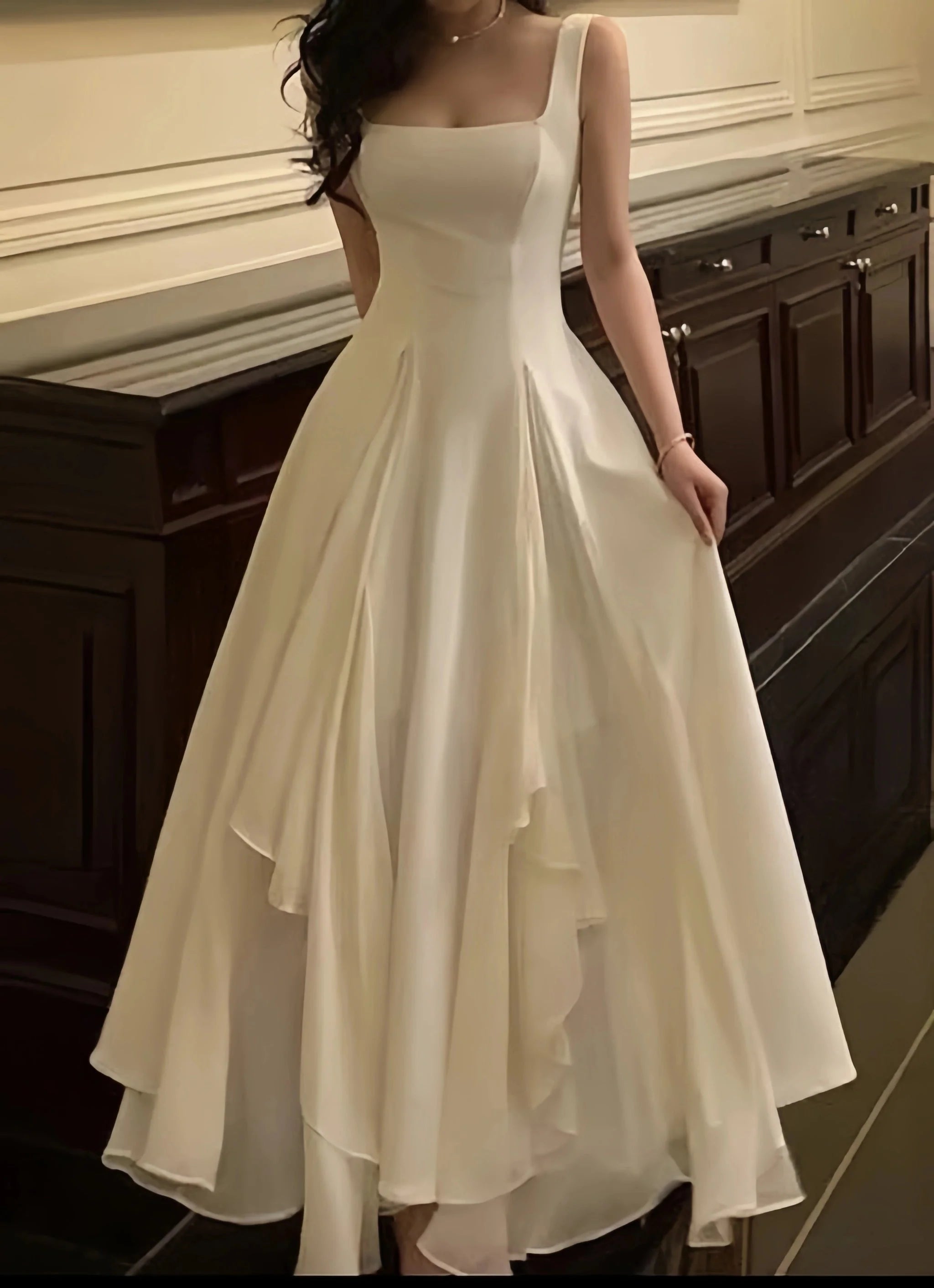 Ivory Chiffon Prom Dresses, Simple Party Dresses, A-Line Evening Formal Dress Secondary image