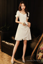 Ivory Chiffon Short Party Dress Graduation Dress, Short Formal Dress Prom Dress