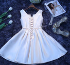 Ivory Satin Short Simple Cute Bridesmaid Dresses Prom Dresses Short Graduation Dresses Prom Dresses