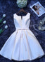 Ivory Satin Short Simple Cute Bridesmaid Dresses Prom Dresses Short Graduation Dresses Prom Dresses