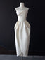 Ivory Satin Strapless Pleats Short Wedding Dress