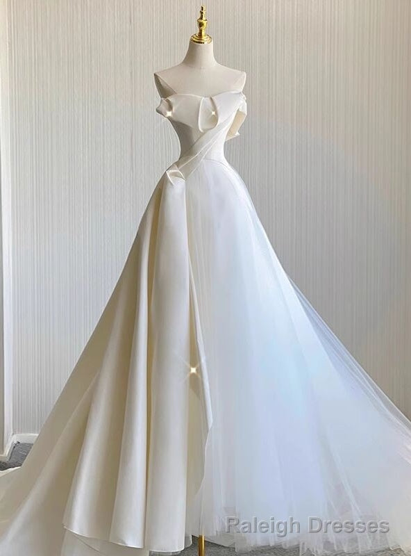 Ivory Satin Tulle Strapless Wedding Dress Main image