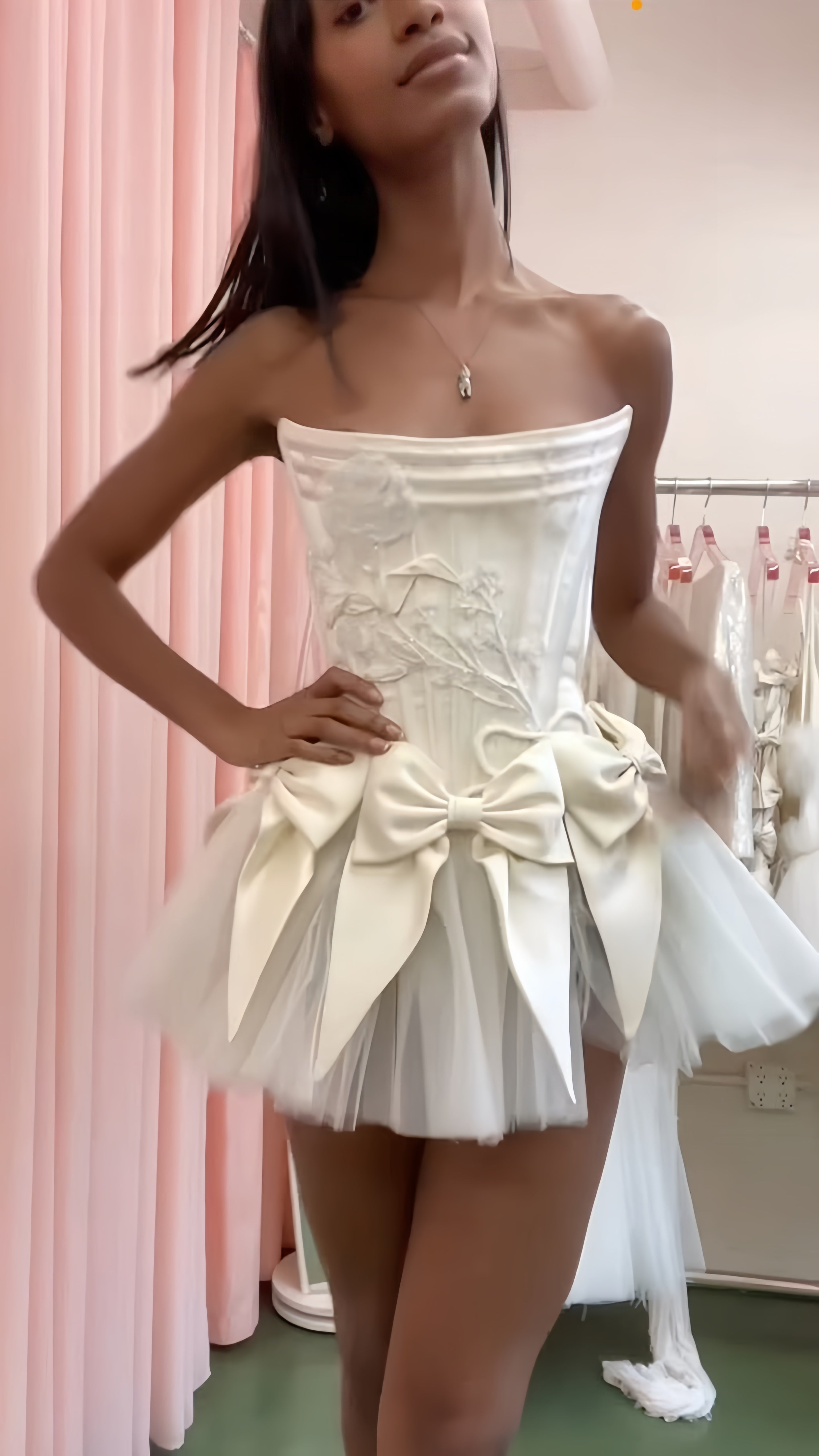 Ivory Strapless Wedding Dress, Short Hoco Prom Dress,