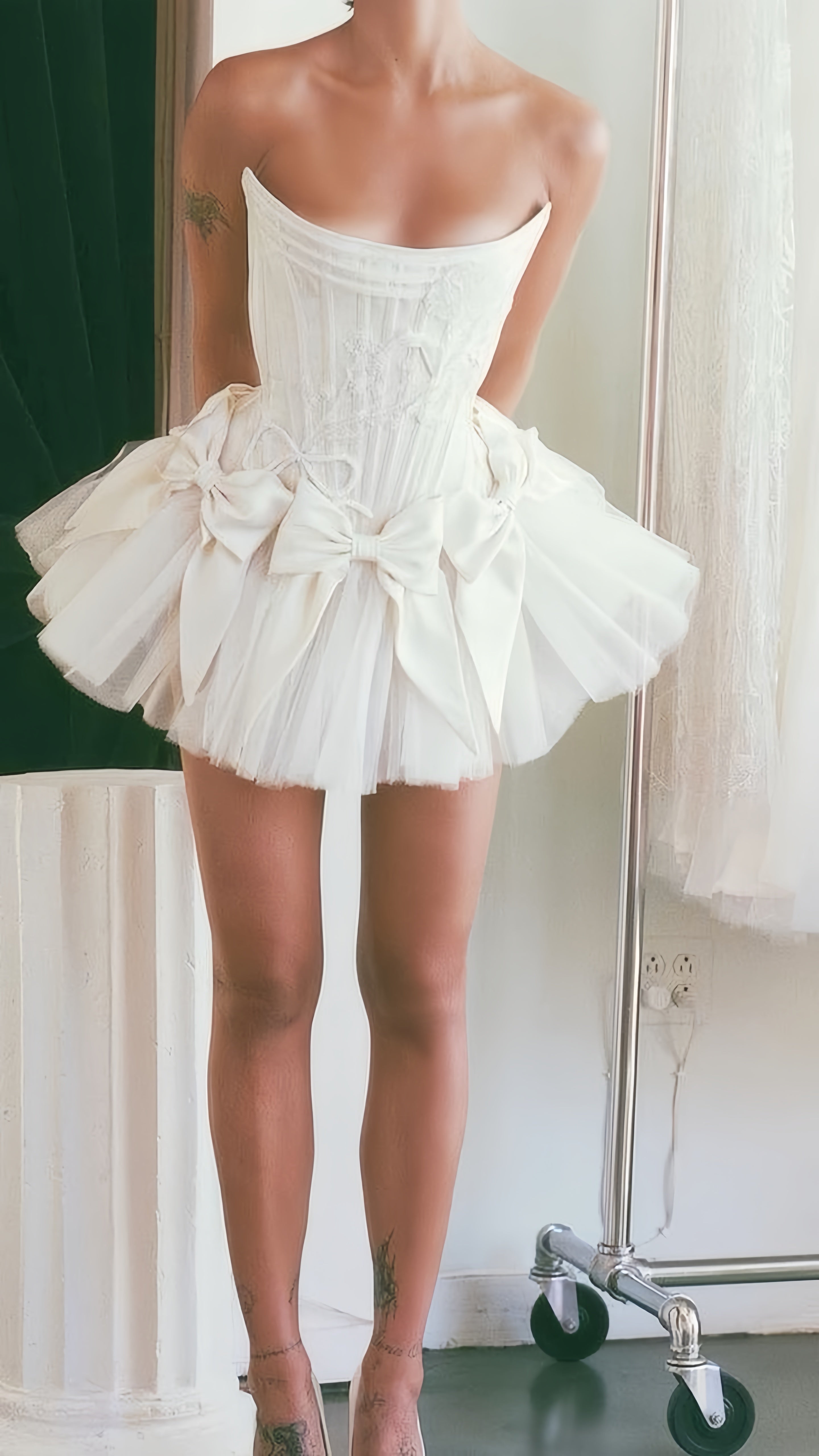 Ivory Strapless Wedding Dress, Short Hoco Prom Dress, Main image