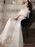 Ivory Sweetheart Neck Tulle Lace Long Prom Dresses Tulle Prom Dresses