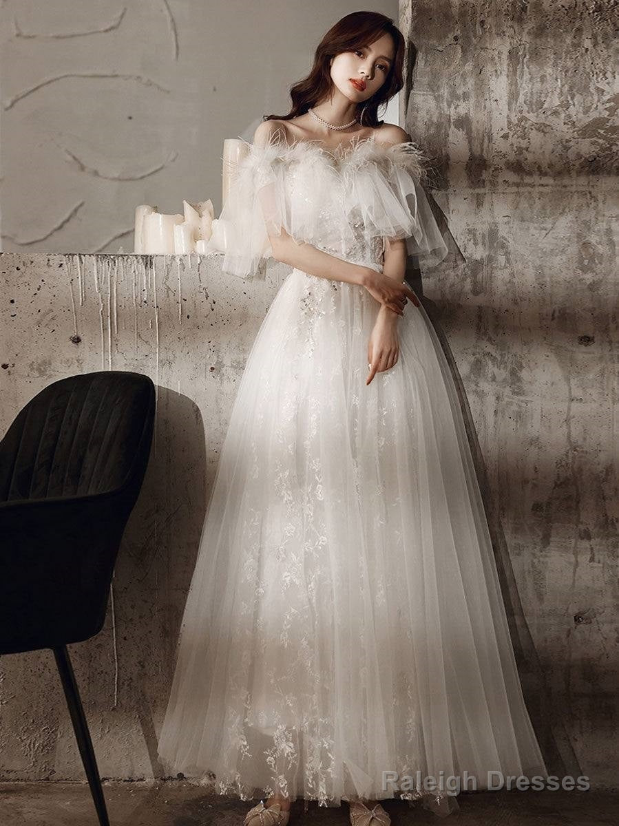 Ivory Sweetheart Neck Tulle Lace Long Prom Dresses Tulle Prom Dresses
