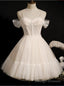 Ivory Tulle Appliques Pleats Homecoming Dress