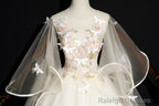 Ivory Tulle Ball Gowns Sweet 16 Dress With Lace Glam Long Prom Gowns Prom Dress