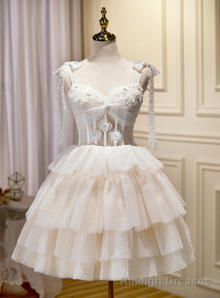 Ivory Tulle Beading Homecoming Dress Main image