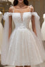 Ivory Tulle Knee Length With Lace Short Prom Dress, Cute Ivory Party Dresses