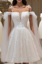 Ivory Tulle Knee Length With Lace Short Prom Dresses Cute Ivory Prom Dress