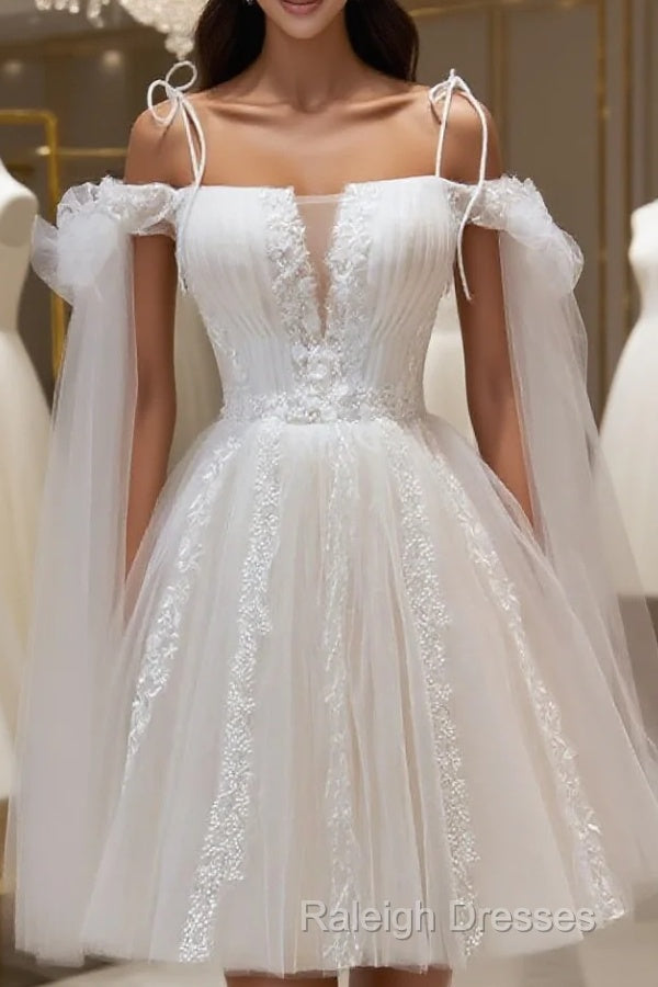 Ivory Tulle Knee Length With Lace Short Prom Dresses Cute Ivory Prom Dress