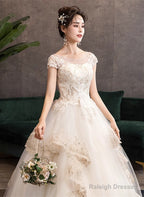 Ivory Tulle With Lace Short Sleeves Sweet 16 Dress, Ivory Tulle Ball Gown Layers Formal Dress