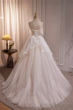 Ivory V Neck Beaded Straps Prom Dress, Ivory Floor Length Prom Dress