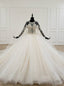 Ivory White Ball Gown Tulle Halter Backless Beading Pearls Wedding Dress
