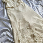 Ivory Luxury Gorgeous Fashion Exquisite Flowers Beading Long Chiffon Elegant Ball Gown Evening Dress Party Dress